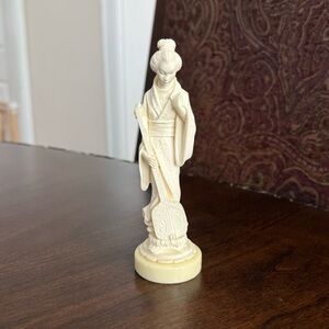 Vintage Italian Alabaster Sculpture of Geisha w/Stringed Instrument A. Giannelli